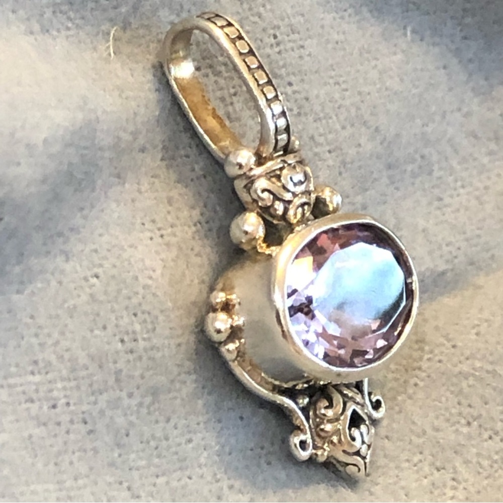 Chunky amethyst 925 silver pendant necklace